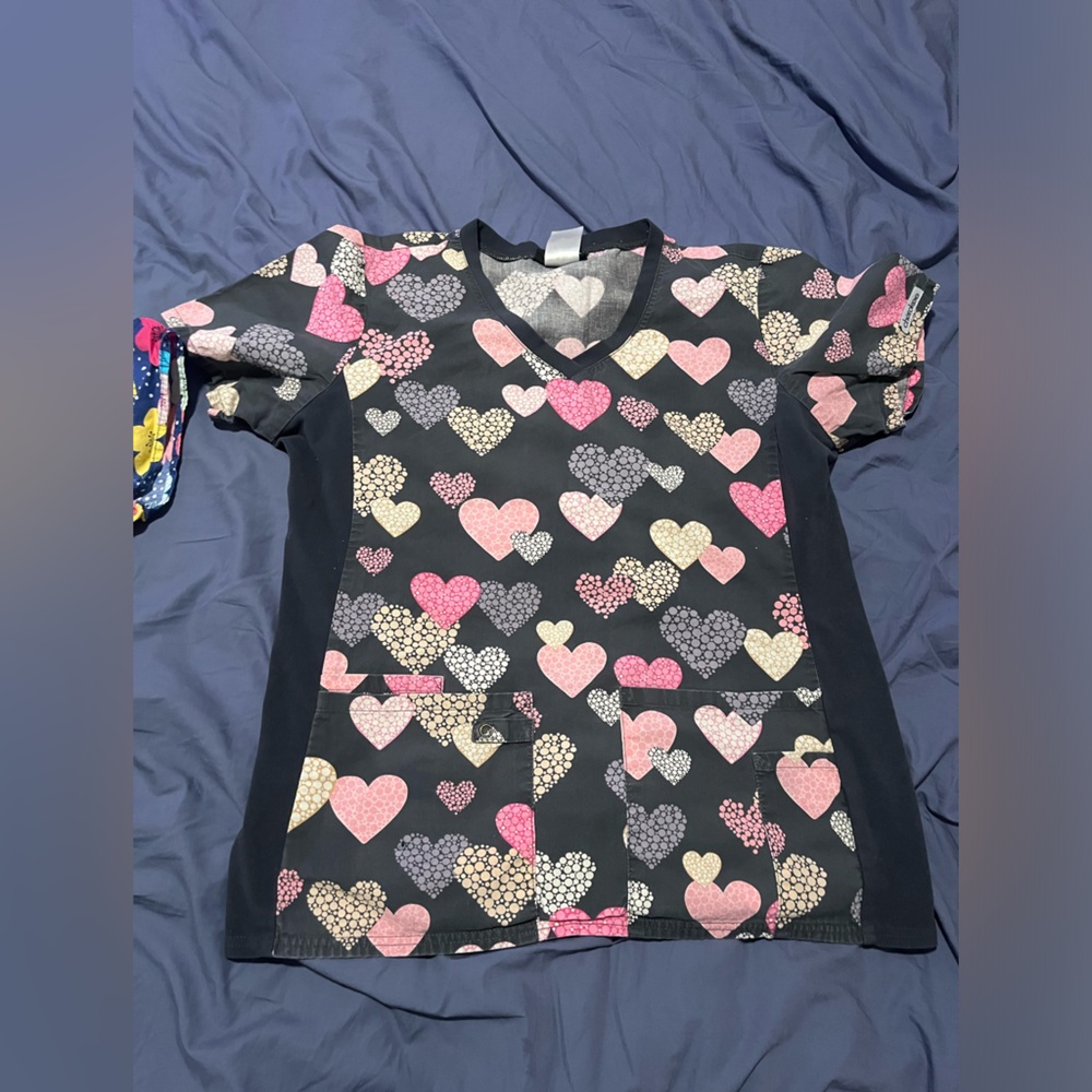 Heart Patterned scrub top